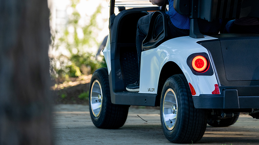 The rear end of an E-Z-GO Valor model.